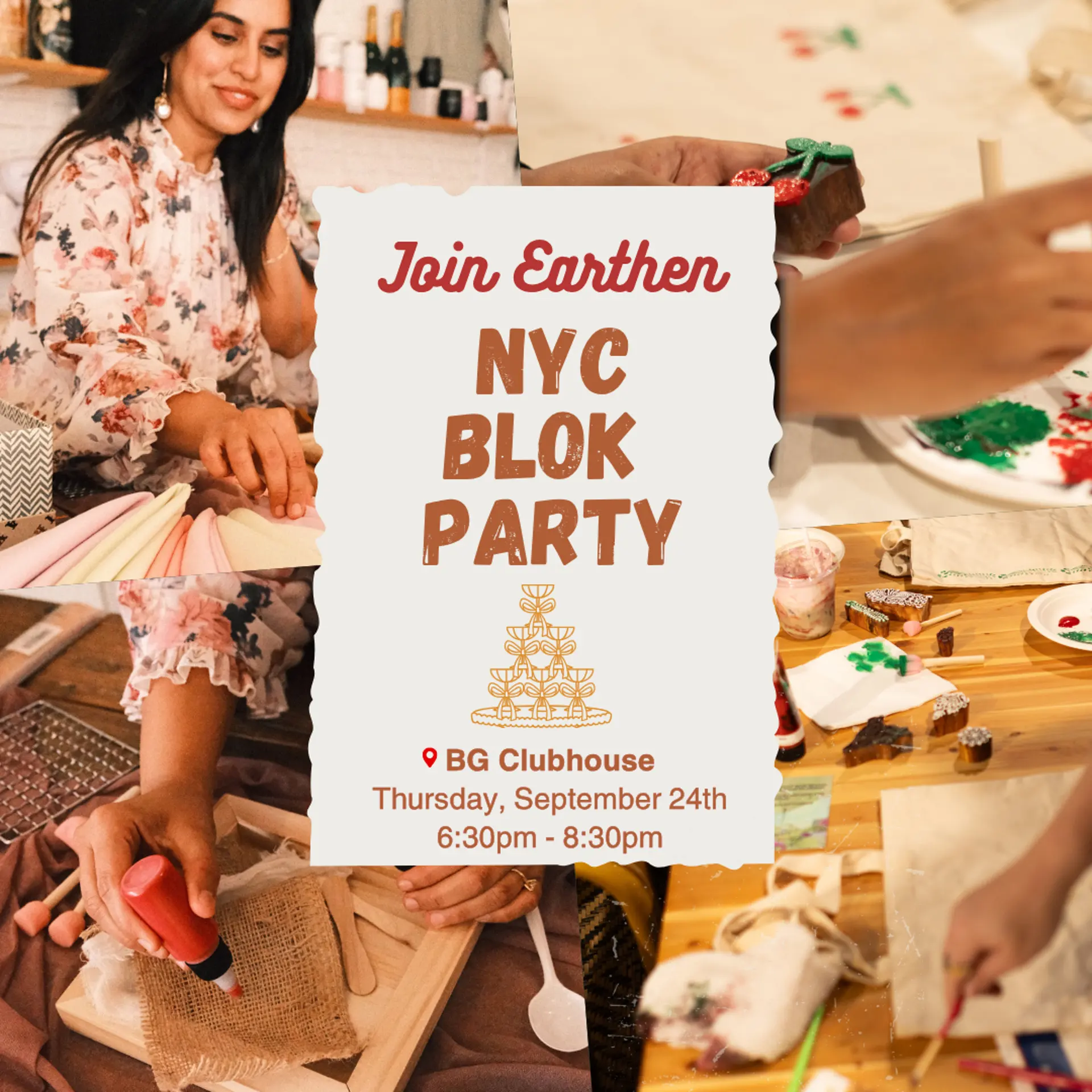 Earthen Block Printing Workshop at BG Clubhouse - South Asian event