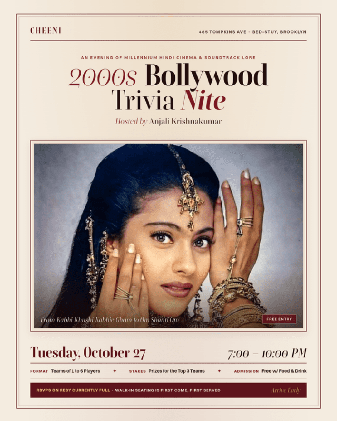 2000s Bollywood Trivia Nite at Cheeni - South Asian event