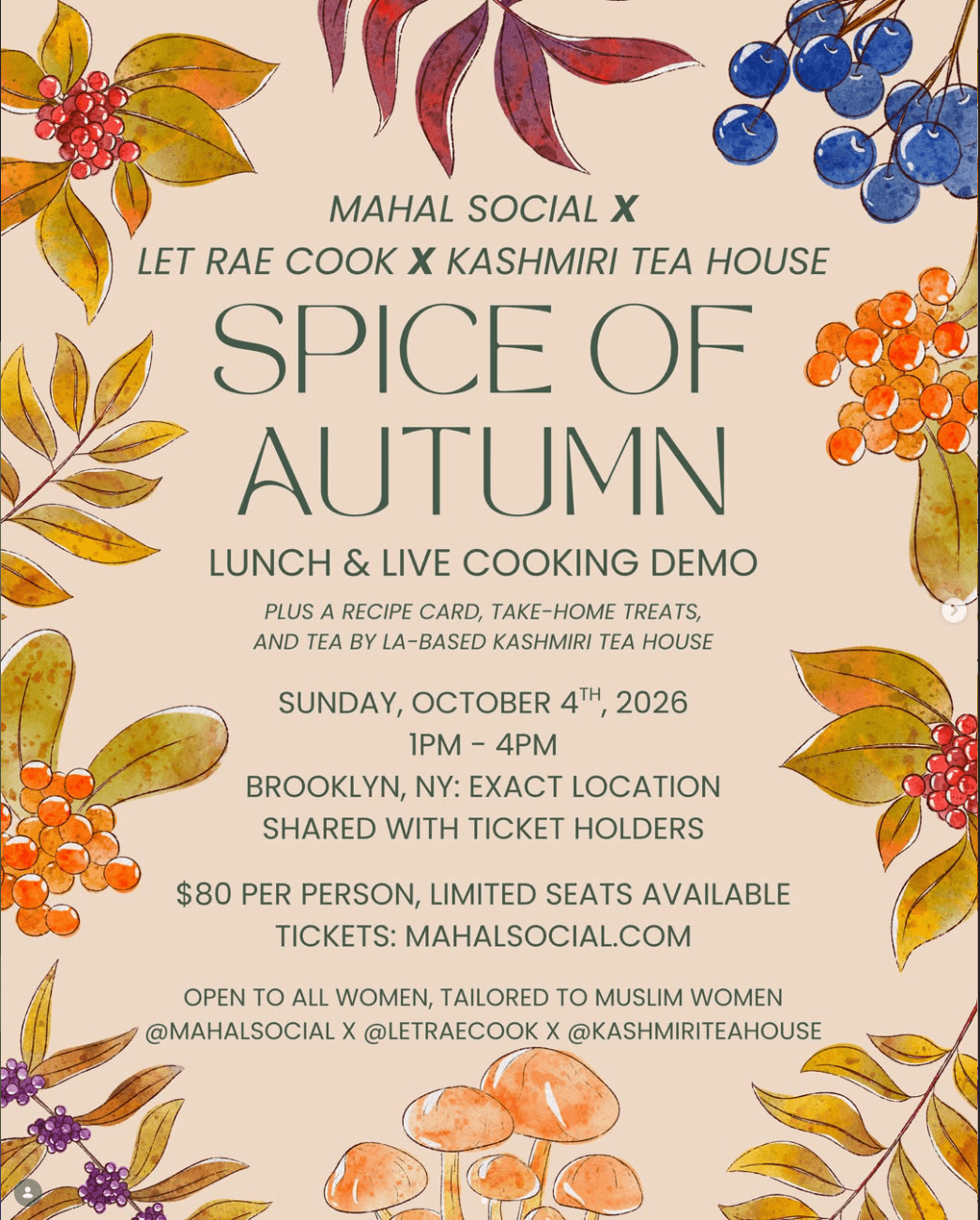 Mahal X Let Rae Cook X Kashmiri Tea House lunch & live cooking demo - South Asian event